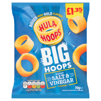 Hula Hoops Big Hoops Salt & Vinegar Crisps 70g, £1.35 PMP