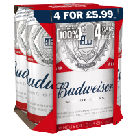 BUDWEISER 4PK CAN PM 5.99 440ml