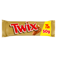 TWIX CHOCOLATE BISCUIT BAR PM 75P STANDARD SINGLE 50g