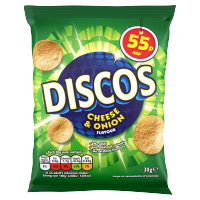 Discos Cheese & Onion Crisps 30g, 55p PMP